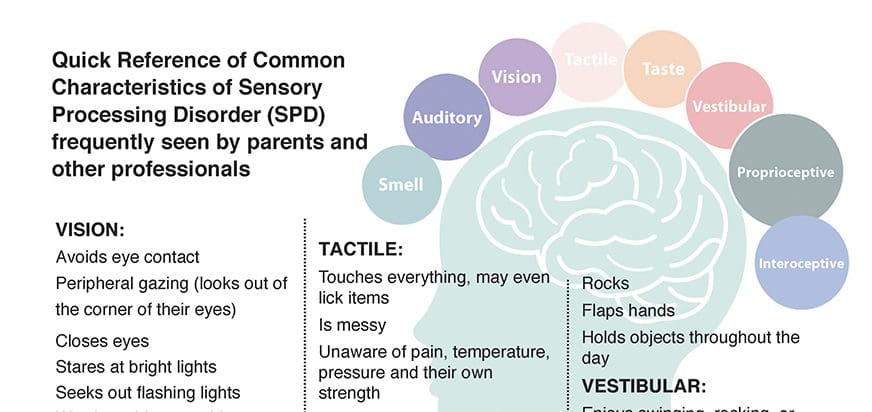 Quick Reference Of Common Characteristics Of Sensory Processing Disorder Spd Checklist 3184